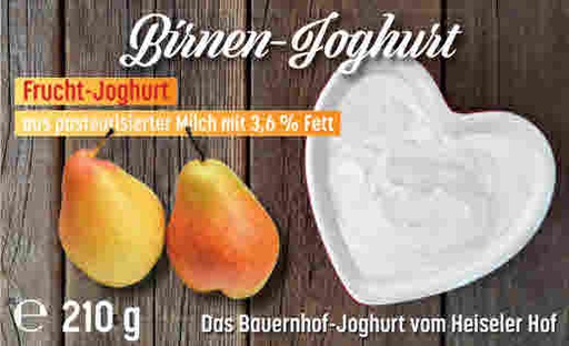 HEISELER Fruchtjoghurt Birne 210g (Glas)